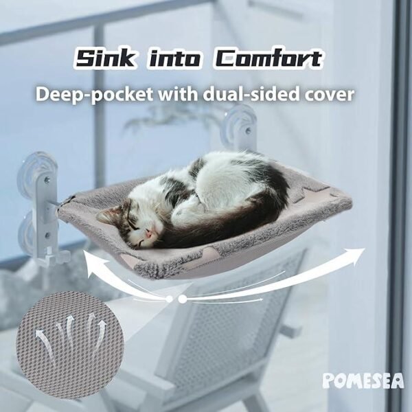 Cat Window Perch for Large Cats, Window Hammock with Suction Cups Hook Design, Foldable Window pet hammock glow fabric, foldable cat bed - Image 4