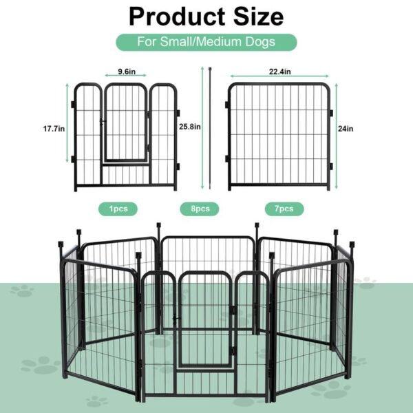 Anyask Dog Playpen, 24 inch 8 Panels RV Camping, Foldable Metal Exercise Puppy PlayPen, Patented corral para perros, BlackFriday Christmas Gifts - Image 5