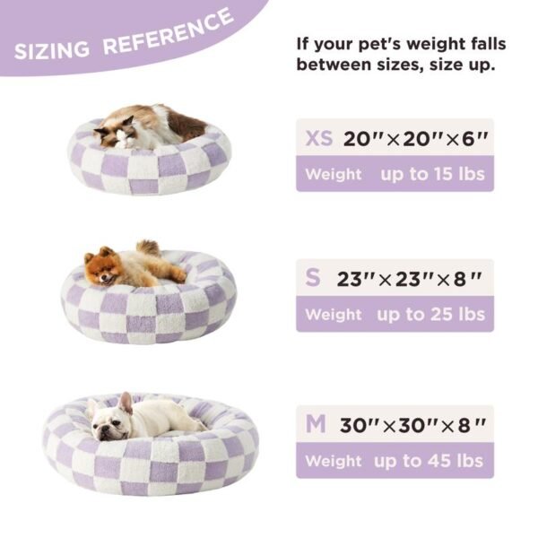 Lesure Calming Donut Bed - Cute Modern Beds with Jacquard Shaggy Plush & Anti Slip Bottom, Cat Bed, Small Dog Bed - Image 2