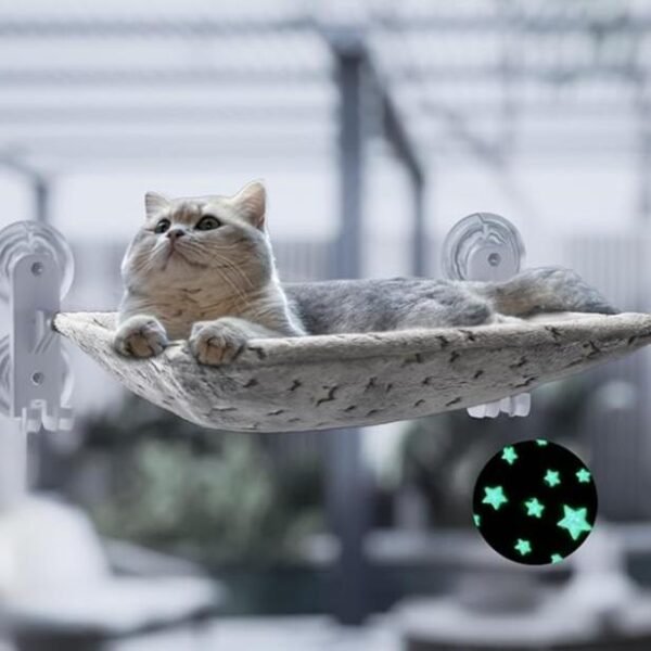 Cat Window Perch for Large Cats, Window Hammock with Suction Cups Hook Design, Foldable Window pet hammock glow fabric, foldable cat bed - Image 9