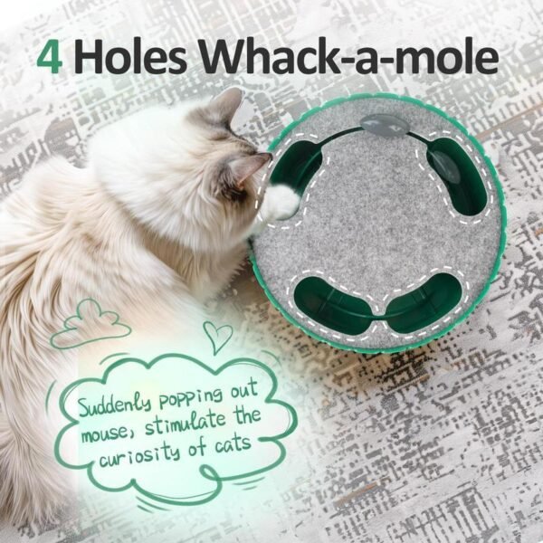 【Christmas Gifts】Pawaboo 4 Holes Whack-a-mole Electric Cat Toy,Interactive Cat Toy with Running Mouse, Pop and Play Hide Seek Cat Toy,Pet Supplies - Image 7