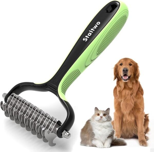 Pet Grooming Supplies -  2-in-1 Professional Undercoat Rake and Pet Brush  Shedding Control for Long Haired Dogs and Cats, Deshedding Tool, Furminator for Dogs