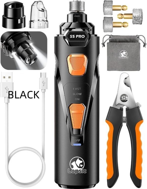 Multi functional nail grinder, dog nail trimmer and nail clipper kit, ultra quiet electric pet nail grinder, rechargeable, suitable for trimming the toes and claws of small and large dogs and cats, dual light - Image 7