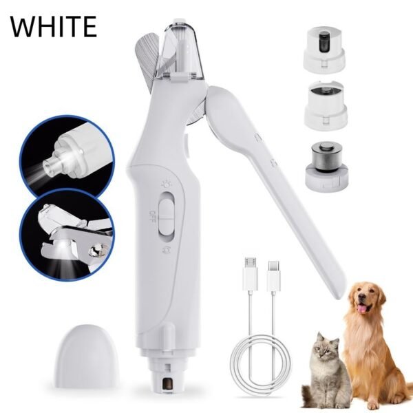 Multi functional nail grinder, dog nail trimmer and nail clipper kit, ultra quiet electric pet nail grinder, rechargeable, suitable for trimming the toes and claws of small and large dogs and cats, dual light - Image 3
