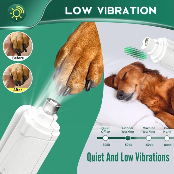 Multi functional nail grinder, dog nail trimmer and nail clipper kit, ultra quiet electric pet nail grinder, rechargeable, suitable for trimming the toes and claws of small and large dogs and cats, dual light