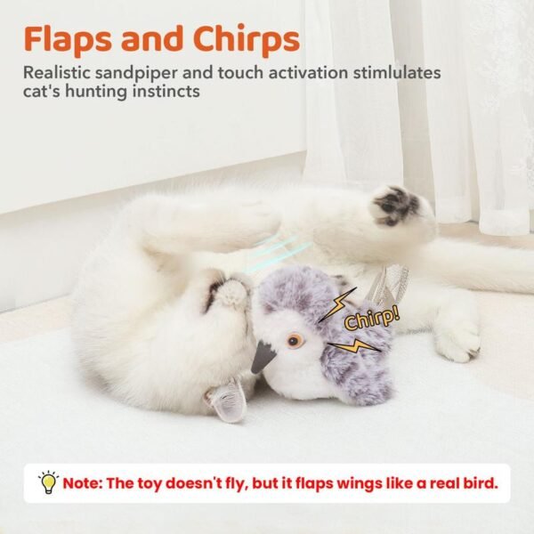Potaroma Flapping Bird Cat Toy (DON'T FLY), Lifelike Bird Chirp (DON'T FLY), Touch-Activated Kitten Toy Rechargeable, Interactive Cat Exercise Toys - Image 5